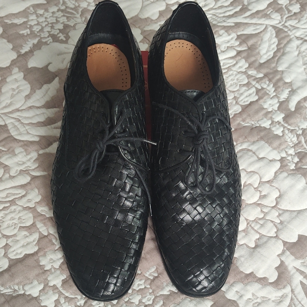 SIOUX Black Woven Leather Men's Shoes